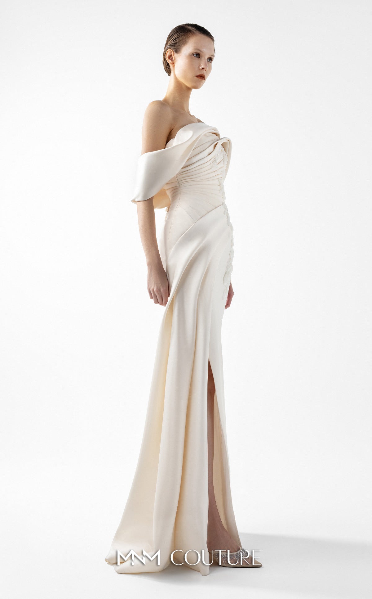 Gaby Charbachi G2007 Ice Blue Off-Shoulder Gown by MNM Couture