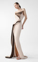 Gaby Charbachi G2011 Gold Off-Shoulder Gown with High Slit by MNM Couture