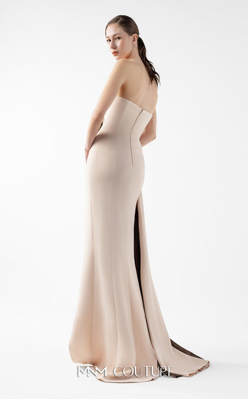 Gaby Charbachi G2011 Gold Off-Shoulder Gown with High Slit by MNM Couture