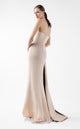 Gaby Charbachi G2011 Gold Off-Shoulder Gown with High Slit by MNM Couture