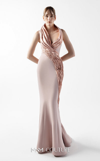 Gaby Charbachi G2012 Powder Halter Open Back Couture Gown by MNM Couture