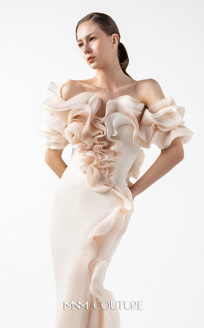 Gaby Charbachi G2013 Blue Off-Shoulder Couture Evening Gown by MNM Couture