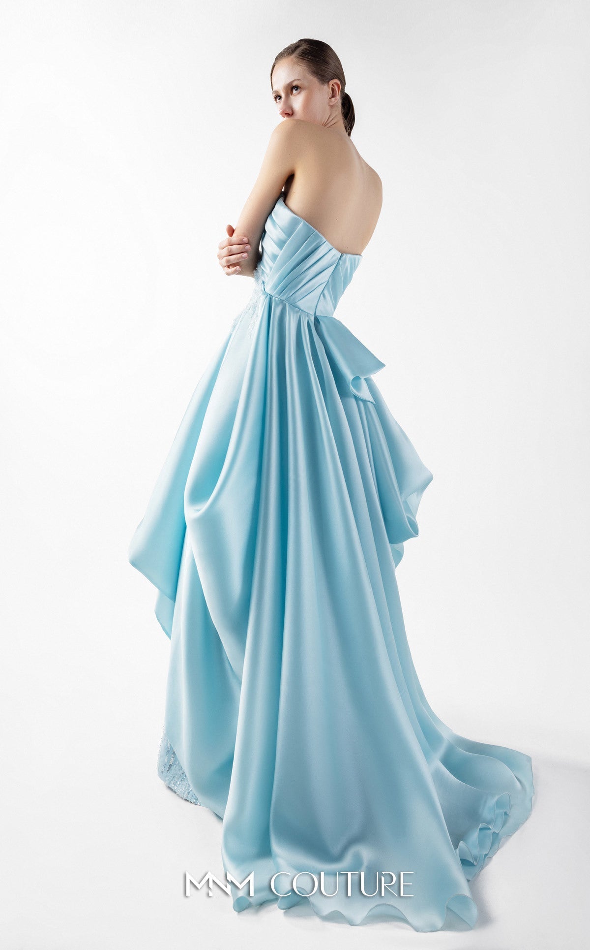Gaby Charbachi G2014 Blue Lace Peplum Couture Evening Gown