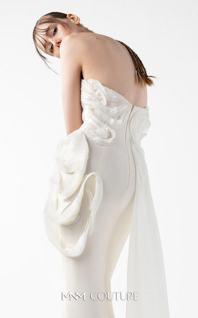 Gaby Charbachi G2015 Strapless Pearl Lace Mermaid Gown in Cream by MNM Couture