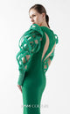 Gaby Charbachi G2017 Green V-Neck Sleeved Couture Gown by MNM Couture