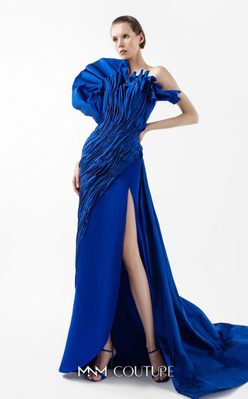 Gaby Charbachi G2019 Royal Blue Couture Strapless Gown by MNM Couture