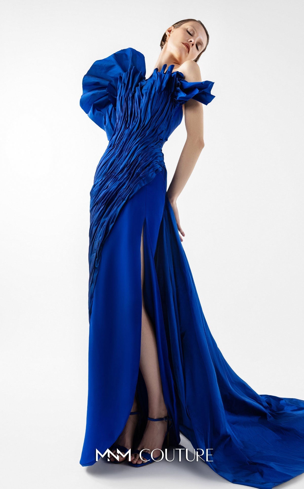 Gaby Charbachi G2019 Royal Blue Couture Strapless Gown by MNM Couture