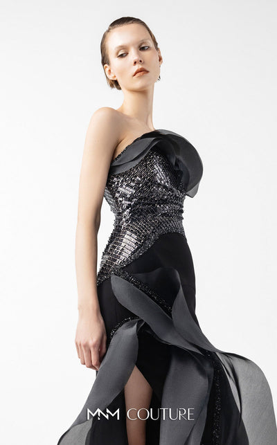 Gaby Charbachy G2021 Black Off-Shoulder Couture Gown by MNM Couture