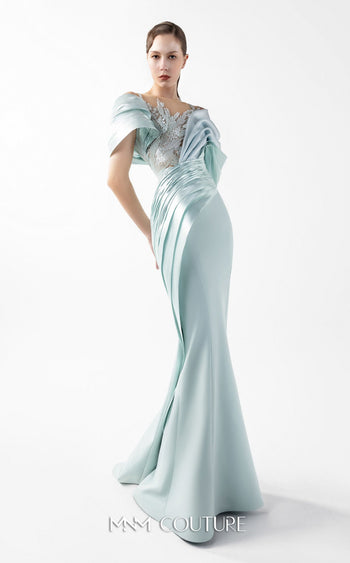 Gaby Charbachi G2024 Mint Sleeveless V-Back Couture Gown by MNM Couture