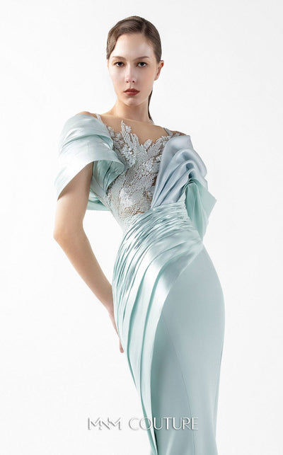 Gaby Charbachi G2024 Mint Sleeveless V-Back Couture Gown by MNM Couture