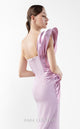 Gaby Charbachi G2025 Pink One-Shoulder Metallic Draped Gown by MNM Couture
