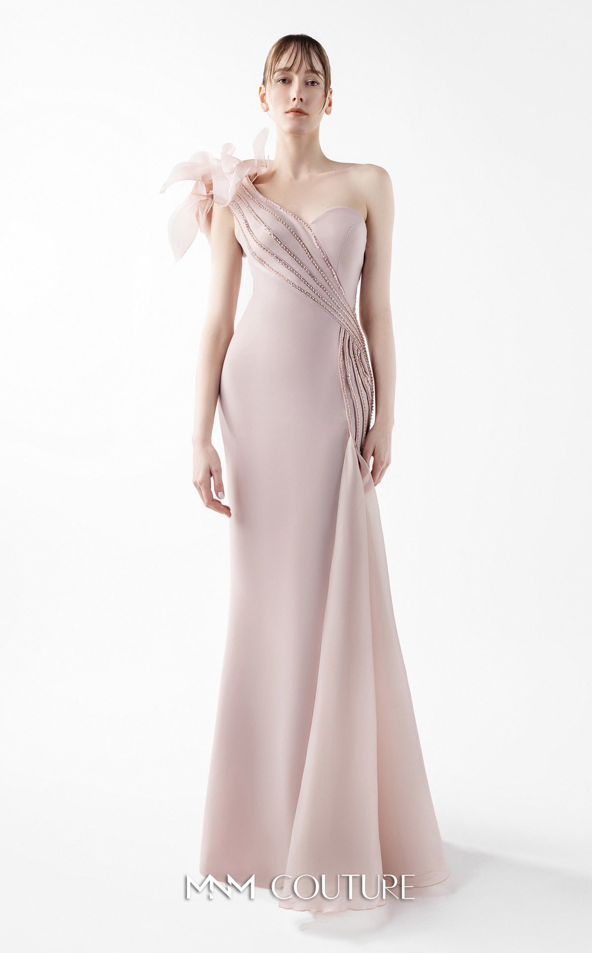 Gaby Charbachi G2026 One-Shoulder Open Back Couture Gown in Pink