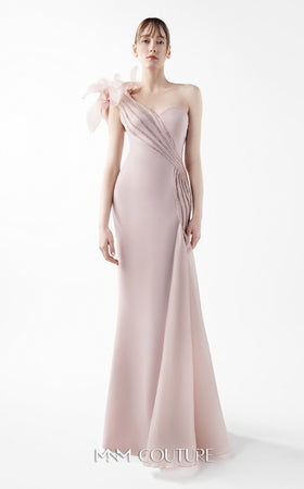 Gaby Charbachy G2026 One-Shoulder Open Back Couture Gown in Pink