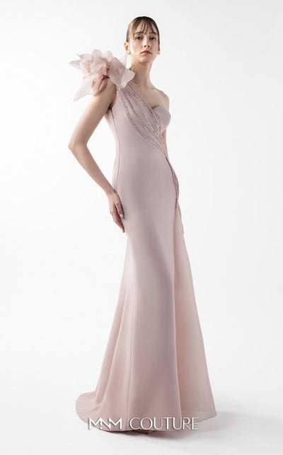 Gaby Charbachi G2026 One-Shoulder Open Back Couture Gown in Pink
