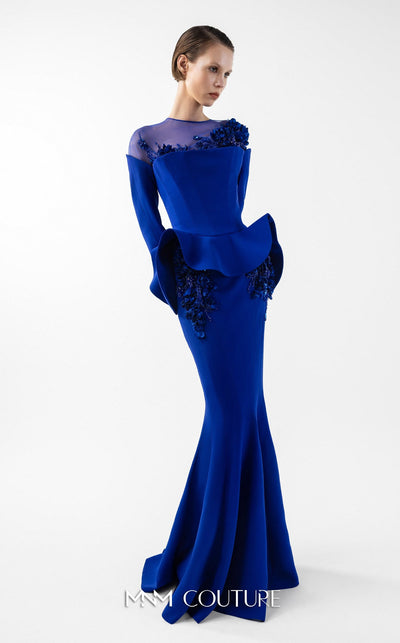 Gaby Charbachi G2029 Royal Blue Embroidered Mermaid Gown by MNM Couture