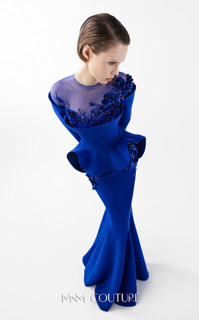 Gaby Charbachi G2029 Royal Blue Embroidered Mermaid Gown by MNM Couture