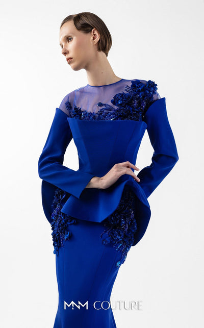Gaby Charbachi G2029 Royal Blue Embroidered Mermaid Gown by MNM Couture