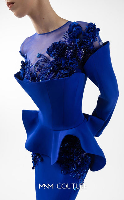 Gaby Charbachi G2029 Royal Blue Embroidered Mermaid Gown by MNM Couture