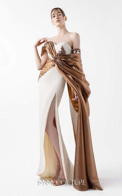 Gaby Charbachy G2030 Bronze One-Sleeve Couture Gown