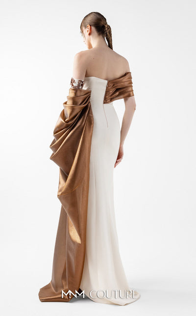 Gaby Charbachy G2030 Bronze One-Sleeve Couture Gown