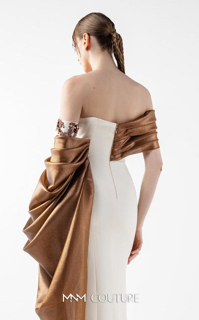Gaby Charbachy G2030 Bronze One-Sleeve Couture Gown