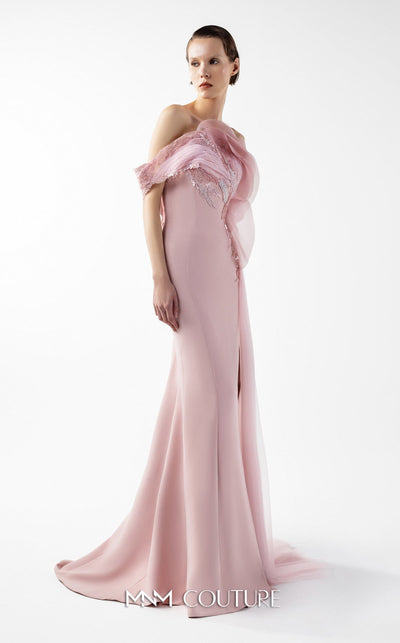 Gaby Charbachi G2031 Open Back High Slit Pink Couture Gown