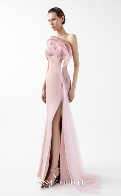 Gaby Charbachi G2031 Open Back High Slit Pink Couture Gown