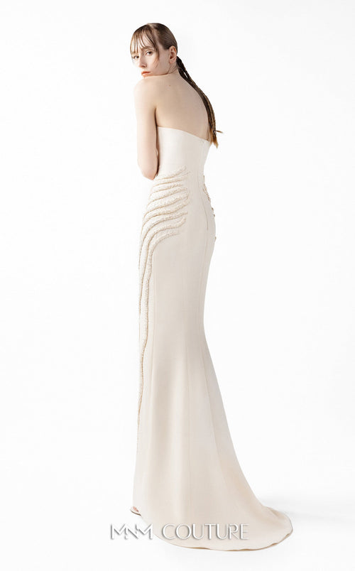 Gaby Charbachi G2032 Cream Mermaid Gown with Lace & Angular Neckline