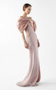 Gaby Charbachi Off-Shoulder Open Back High Slit Couture Gown by MNM Couture