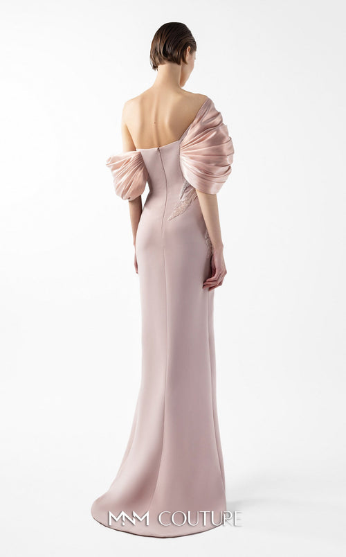 Gaby Charbachi Off-Shoulder Open Back High Slit Couture Gown by MNM Couture