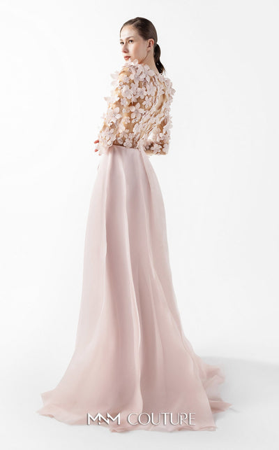 Gaby Charbachi G2035 Blush Pink 3D Floral Illusion Gown by MNM Couture