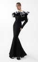 Gaby Charbachi G2036 Off-Shoulder Open Back Gown in Black