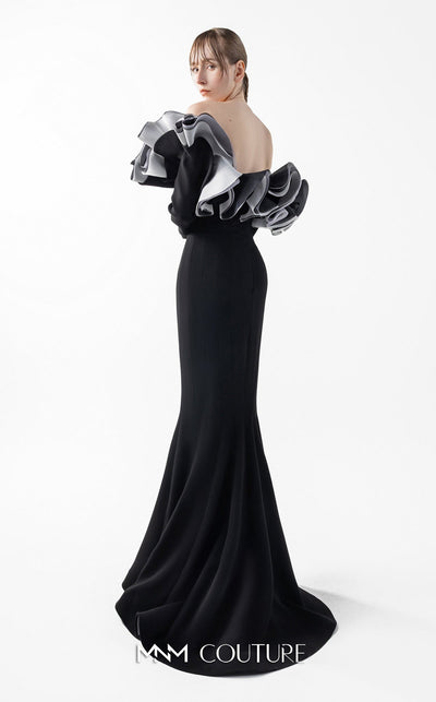 Gaby Charbachi G2036 Off-Shoulder Open Back Gown in Black