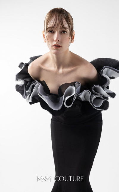 Gaby Charbachi G2036 Off-Shoulder Open Back Gown in Black