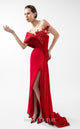 Gaby Charbachi G2040 Red Off-Shoulder Open Back High Slit Gown by MNM Couture