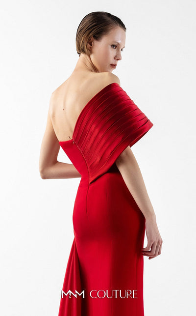 Gaby Charbachi G2040 Red Off-Shoulder Open Back High Slit Gown by MNM Couture