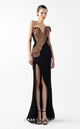 Gaby Charbachi G2043 Black Crepe Off-Shoulder Couture Evening Gown by MNM Couture
