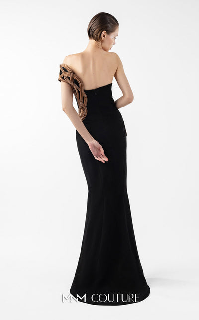Gaby Charbachi G2043 Black Crepe Off-Shoulder Couture Evening Gown by MNM Couture