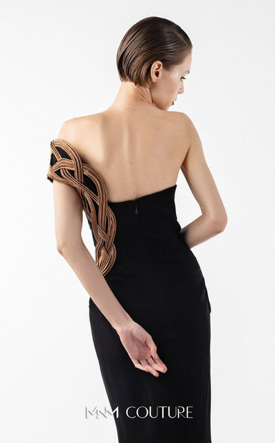 Gaby Charbachi G2043 Black Crepe Off-Shoulder Couture Evening Gown by MNM Couture