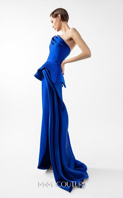 Gaby Charbachi G2044 Royal Blue One-Shoulder Gown by MNM Couture