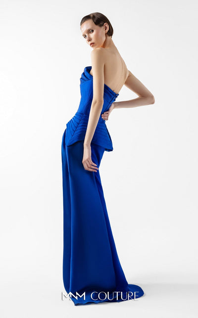 Gaby Charbachi G2044 Royal Blue One-Shoulder Gown by MNM Couture