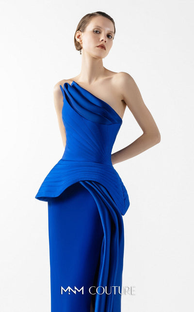 Gaby Charbachi G2044 Royal Blue One-Shoulder Gown by MNM Couture