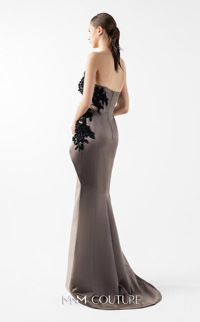Gaby Charbachi G2045 Off-Shoulder Open Back Brown Evening Gown by MNM Couture
