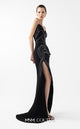 Gaby Charbachi G2048 Black Off-Shoulder Slit Gown by MNM Couture