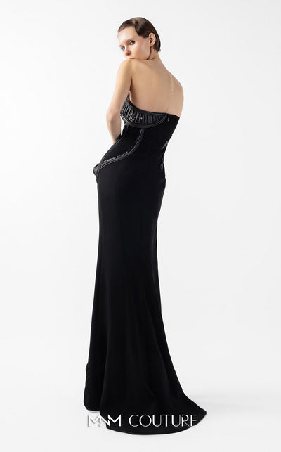 Gaby Charbachi G2048 Black Off-Shoulder Slit Gown by MNM Couture