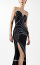 Gaby Charbachi G2048 Black Off-Shoulder Slit Gown by MNM Couture