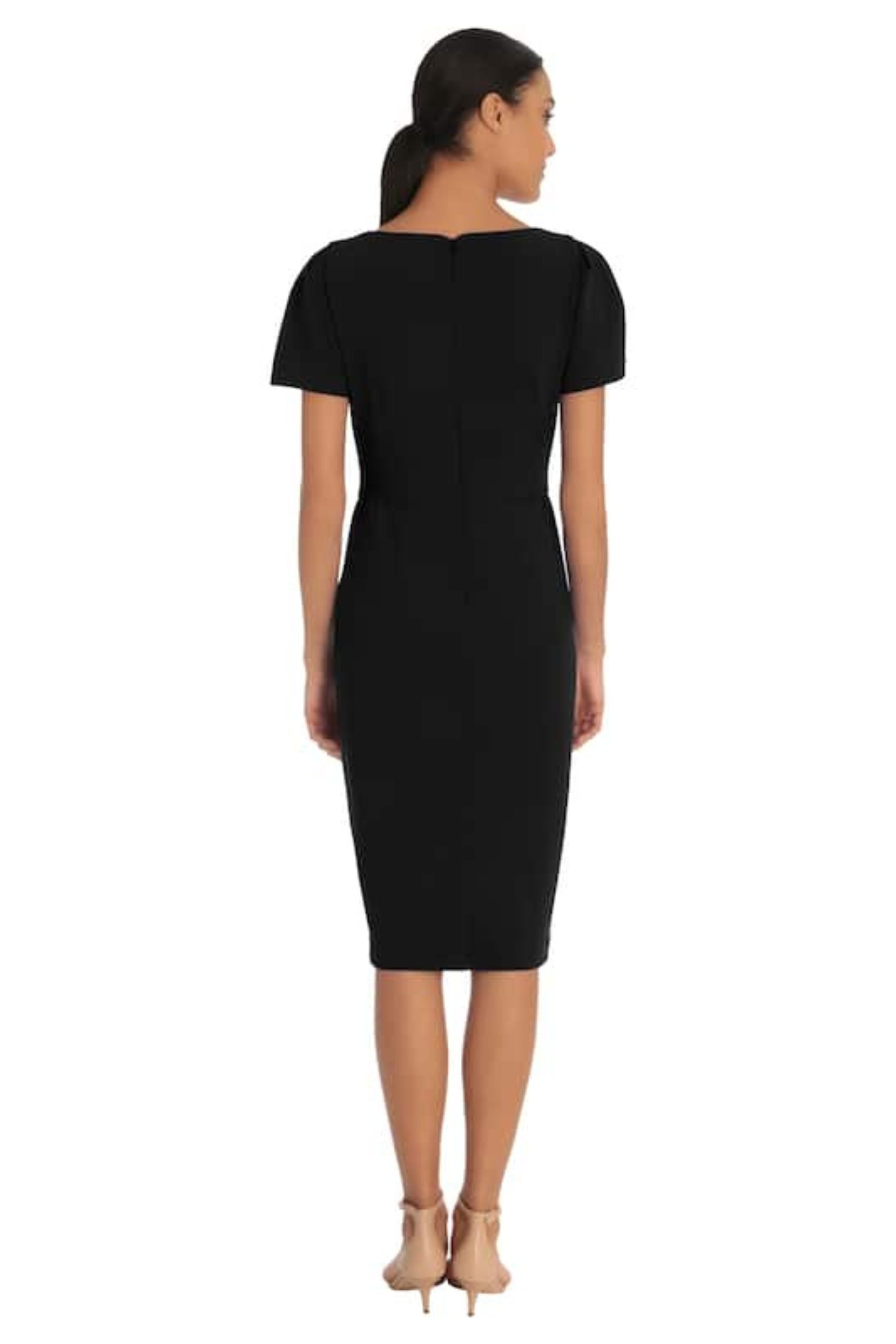 Princess Short Sleeve Day Black Scuba Crepe Dress by Maggy London G4469M
