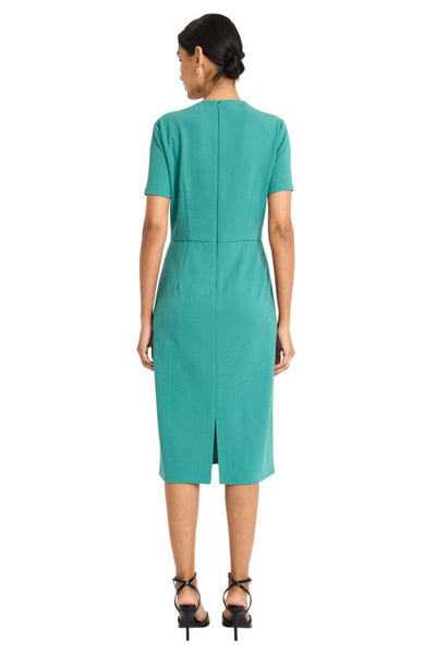 Pleated Neck North Sea Short Sleeve Sheath Dress by Maggy London G6124M
