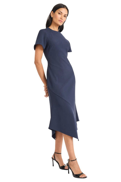 Short Sleeve Midi Navy Blazer High Low A-Line Dress by Maggy London G6136M