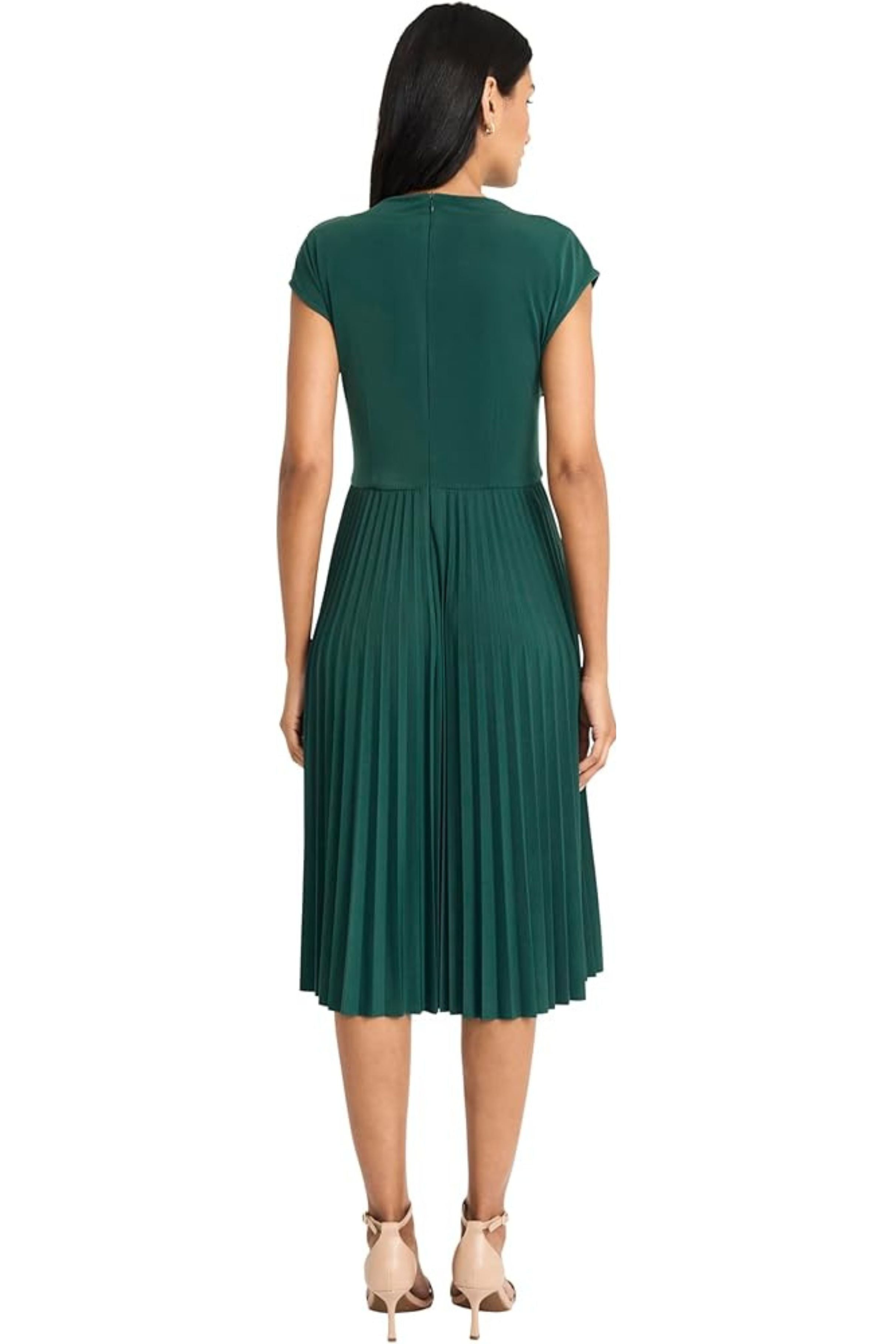 Pleated Cap Sleeve Pine Grove Jersey Midi Dress by Maggy London G6193M